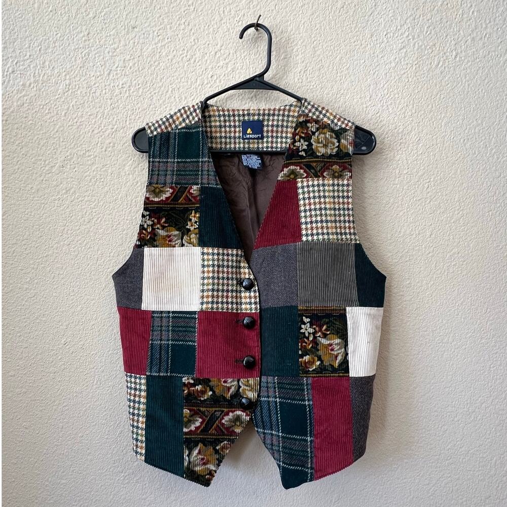 Vintage 90s lizsport patchwork vest size 10